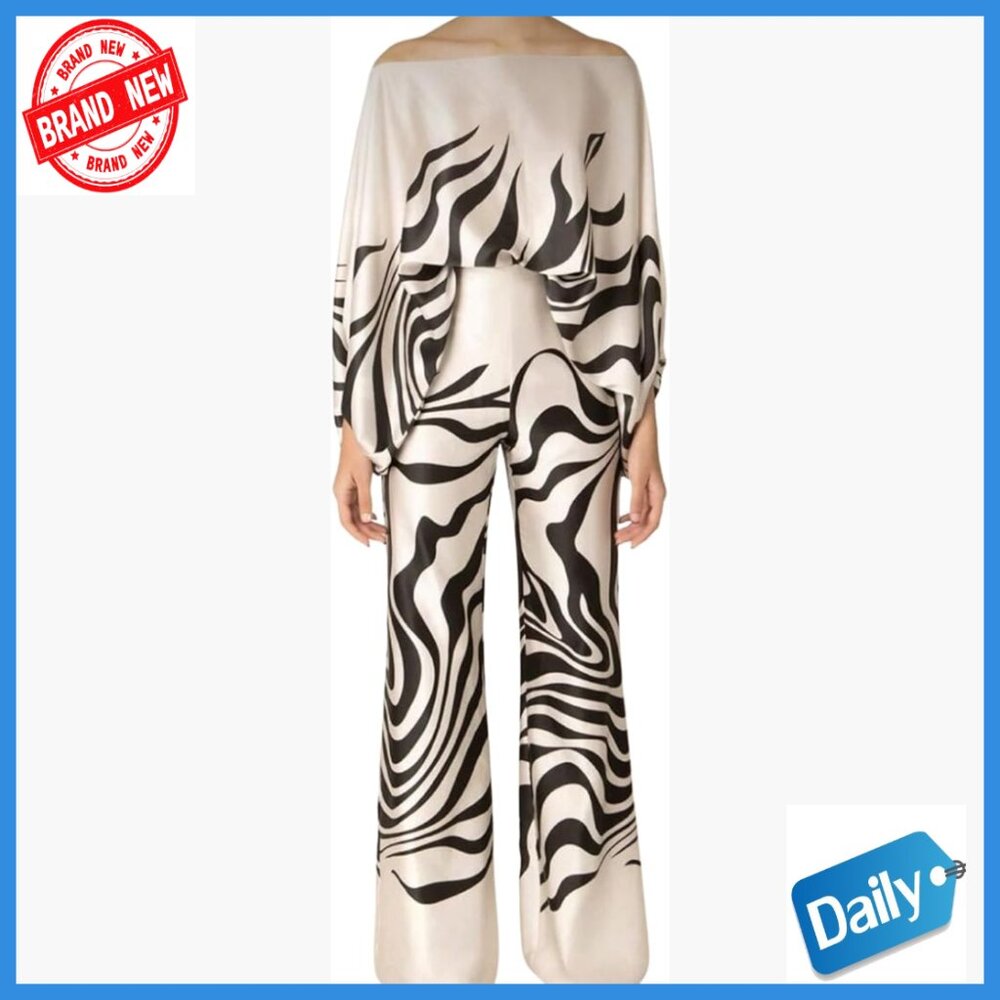 Off Shoulder Satin Pant Set, Loose Fit, Wide Leg Pants, 2 Piece Outfit